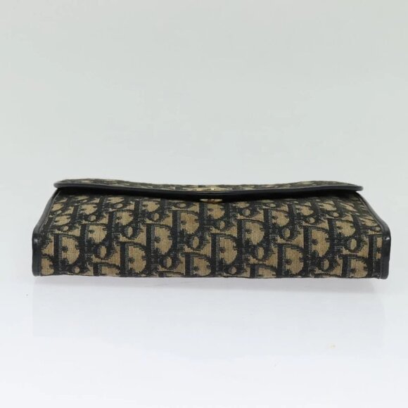 Christian Dior Trotter Canvas Chain Shoulder Bag Navy Gold Auth - Picture 11 of 15